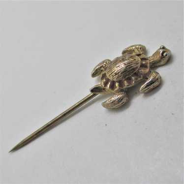 Vintage Unmarked Gold Filled Turtle Stick Pin - image 1