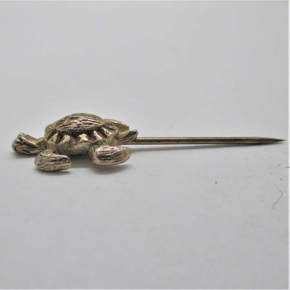 Vintage Unmarked Gold Filled Turtle Stick Pin - image 3