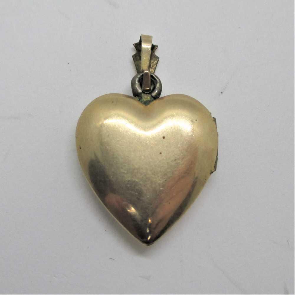 10K Gold Filled Etched Heart Locket Pendant - image 3