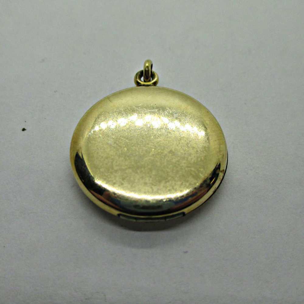 Filled Gold Toned Circle Photo Locket with Fancy … - image 4