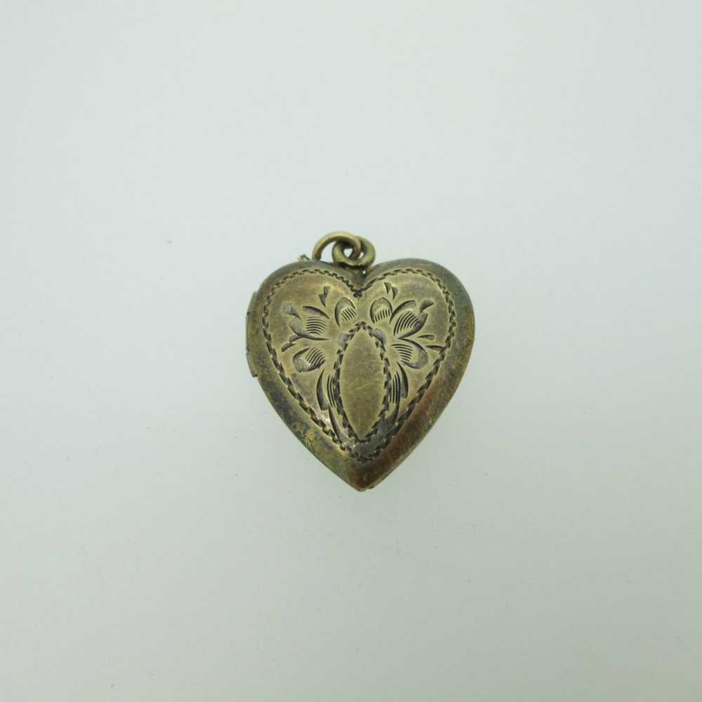 Gold Filled Gold Toned Heart Photo Locket with Ma… - image 1