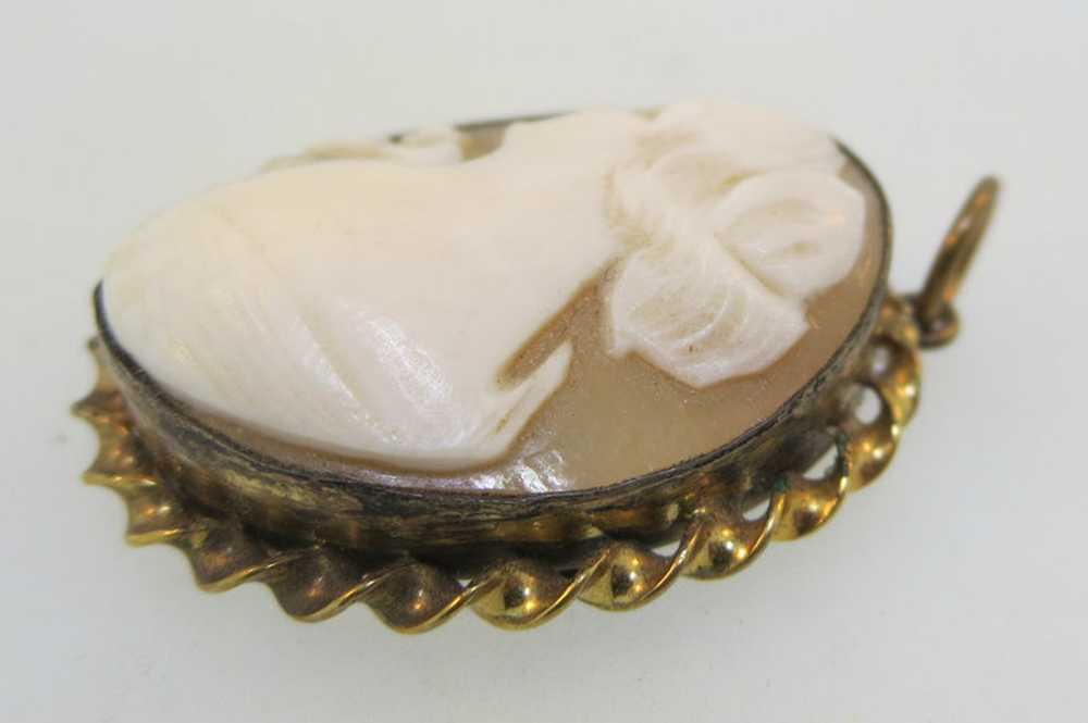 Vintage Gold Filled Conch Shell Cameo Locket Pend… - image 6