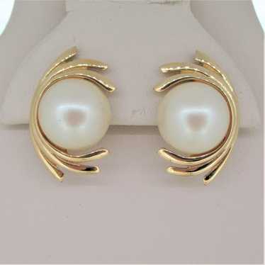 Givenchy Gold Tone Wrapped Faux Pearl Clip on Ear… - image 1
