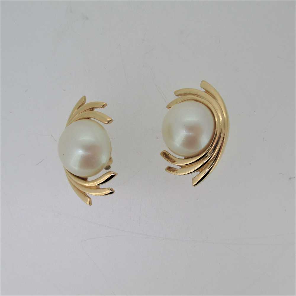 Givenchy Gold Tone Wrapped Faux Pearl Clip on Ear… - image 2