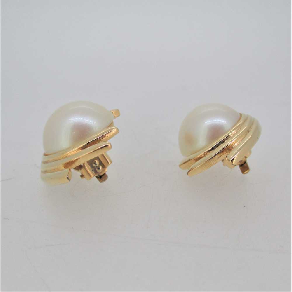 Givenchy Gold Tone Wrapped Faux Pearl Clip on Ear… - image 3