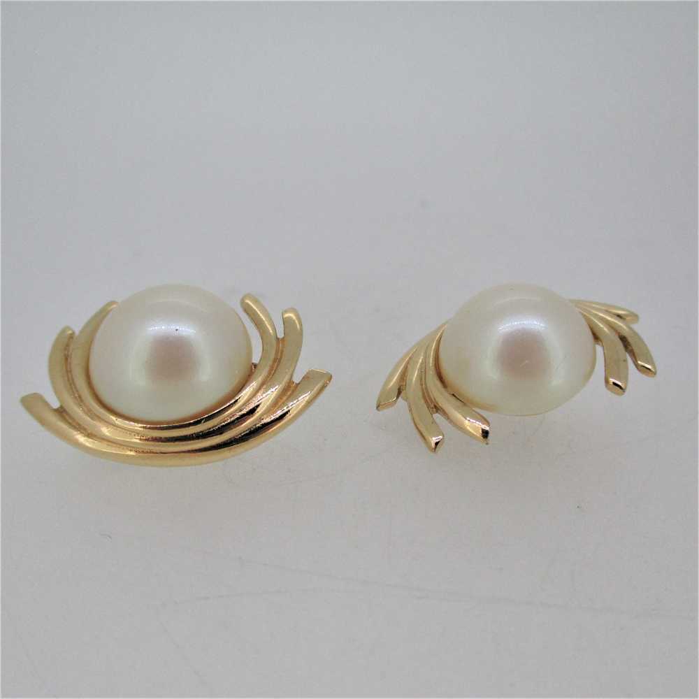 Givenchy Gold Tone Wrapped Faux Pearl Clip on Ear… - image 4