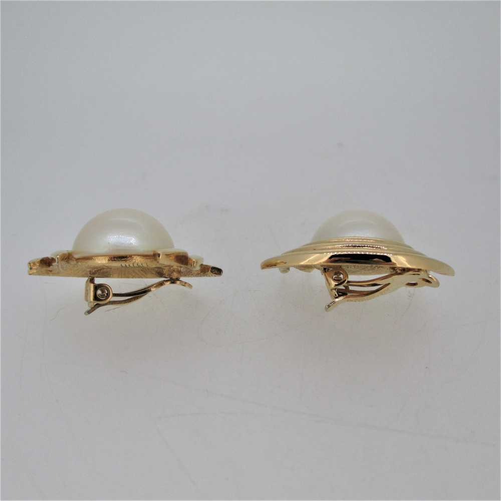 Givenchy Gold Tone Wrapped Faux Pearl Clip on Ear… - image 6