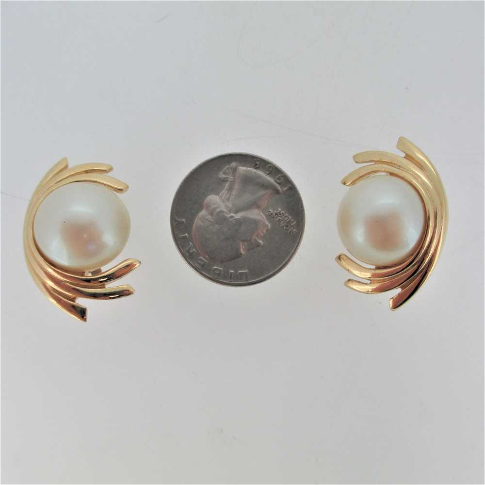 Givenchy Gold Tone Wrapped Faux Pearl Clip on Ear… - image 9