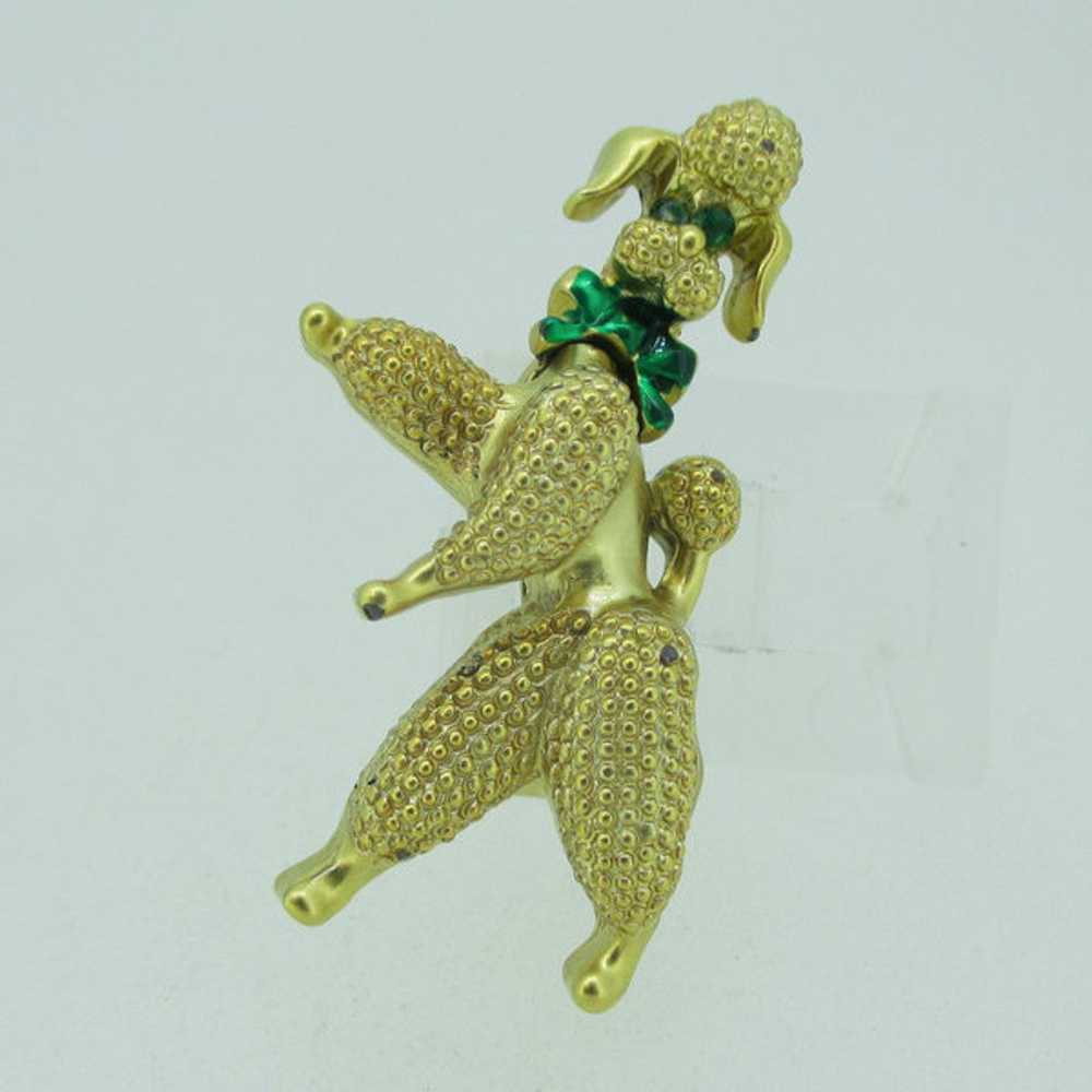 Vintage Gold Tone and Green Eyes Movable Dancing … - image 2