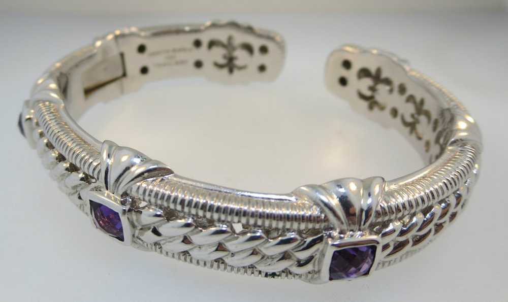 Signed JUDITH RIPKA 925 CZ Cable Hinged Bangle Cu… - image 10