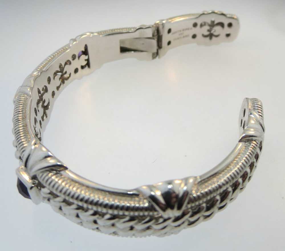 Signed JUDITH RIPKA 925 CZ Cable Hinged Bangle Cu… - image 6