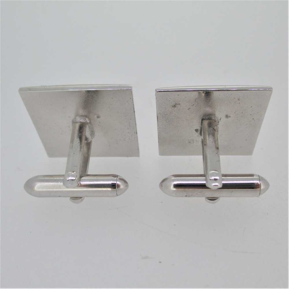 Swank Square Silver Tone with Clear CZ Cufflinks - image 4