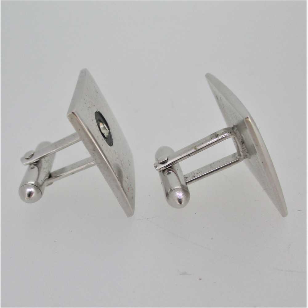 Swank Square Silver Tone with Clear CZ Cufflinks - image 5