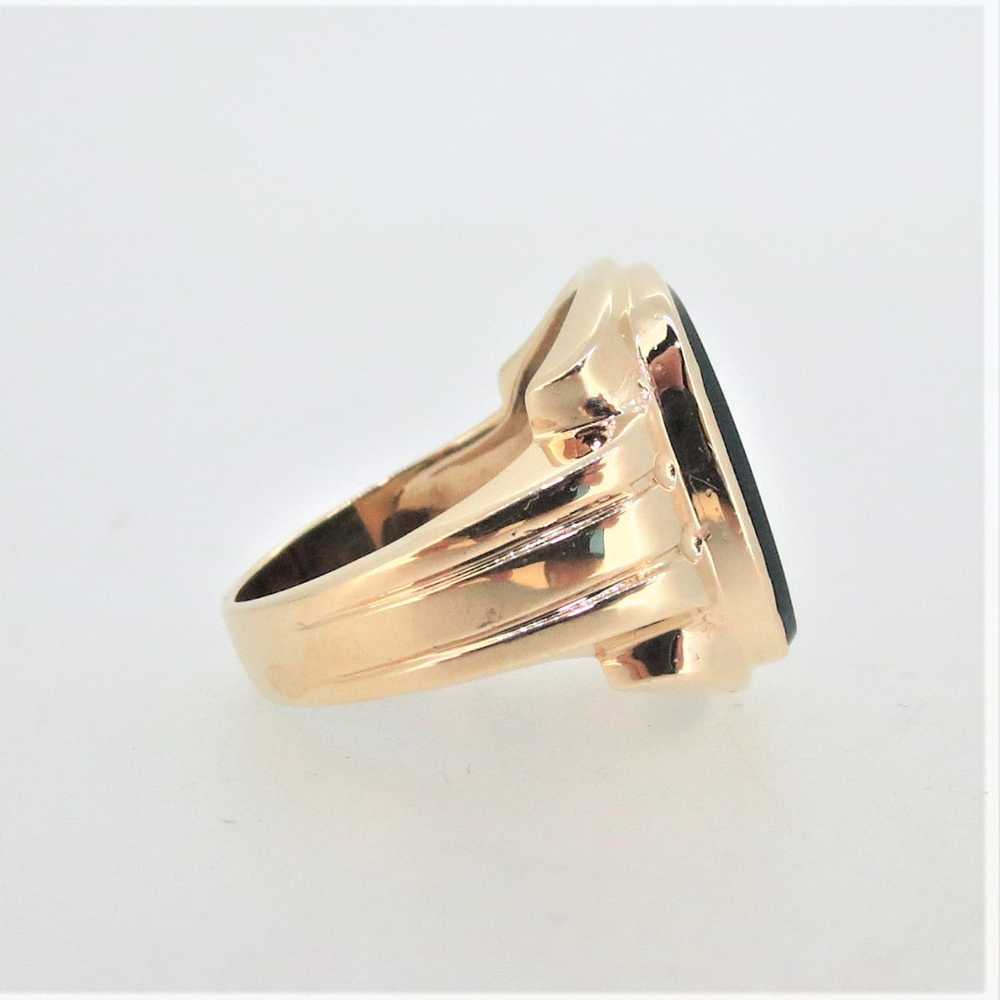 14K Yellow Gold Blood Stone Mens Fashion Pinky Ri… - image 2