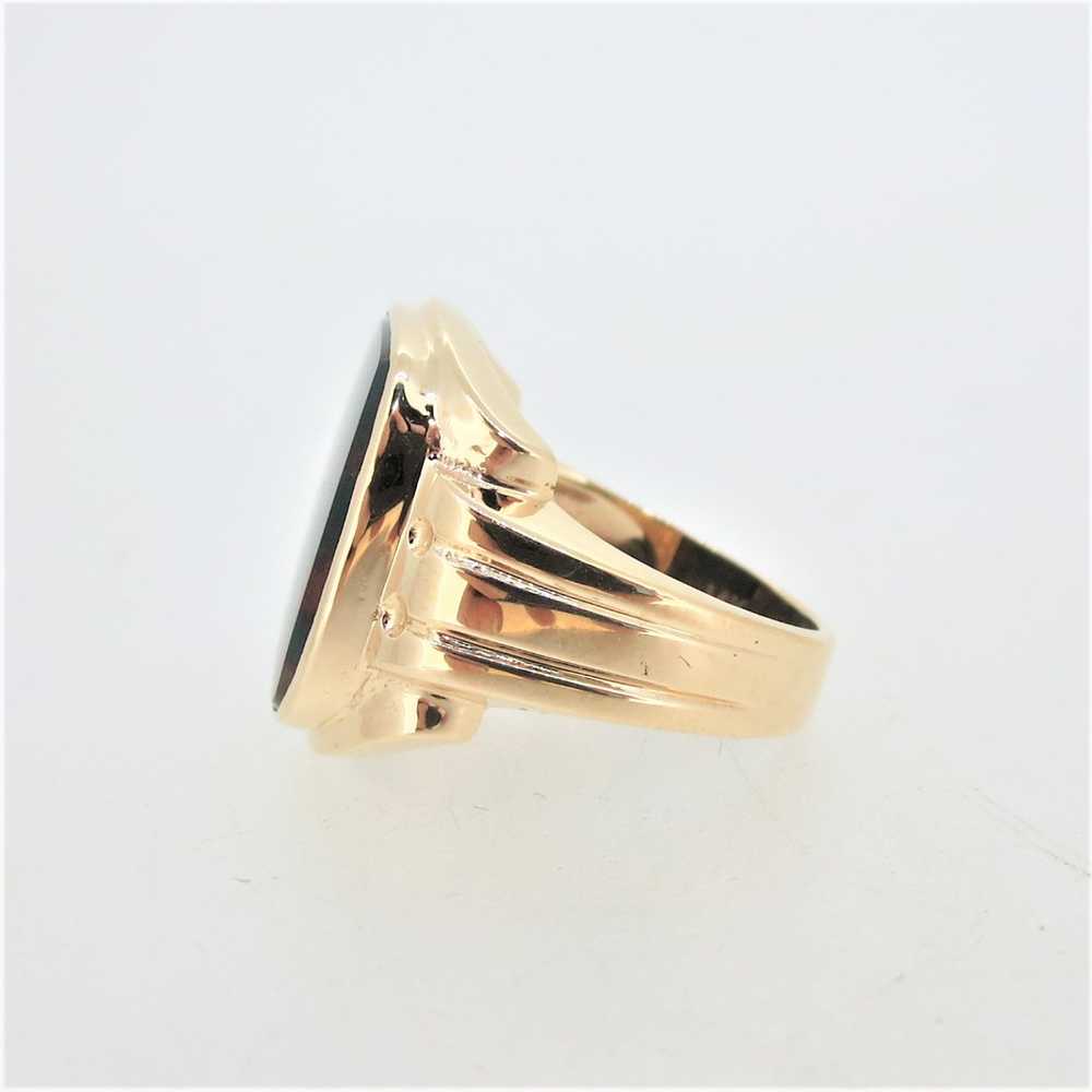 14K Yellow Gold Blood Stone Mens Fashion Pinky Ri… - image 4