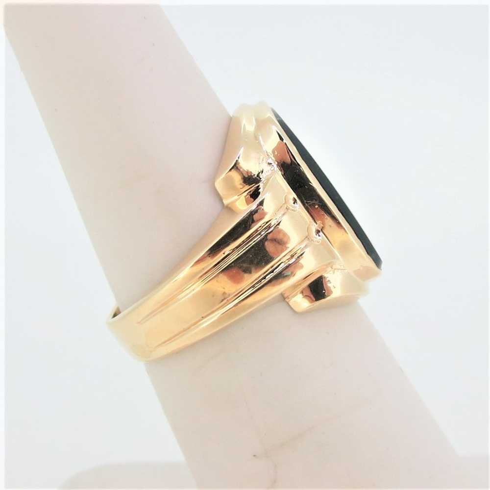 14K Yellow Gold Blood Stone Mens Fashion Pinky Ri… - image 7