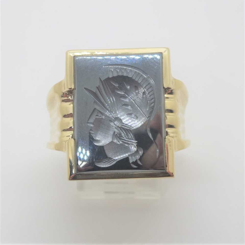 Vintage 10k Yellow Gold Men's Hematite Soldier In… - image 2