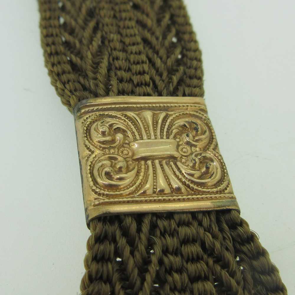 Antique Victorian Mourning Hair Ornate Gold Fille… - image 6