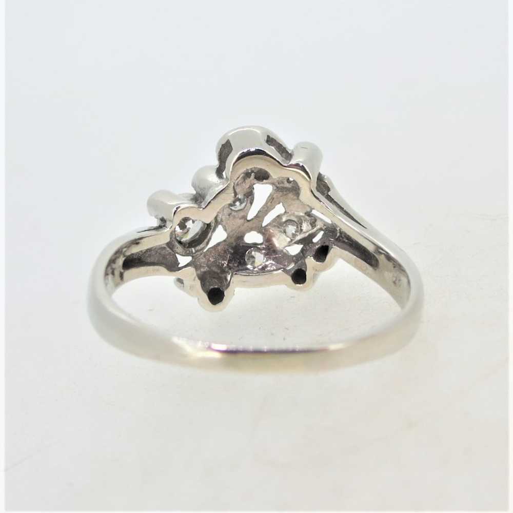 Vintage 14K White Gold APP .25cttw Diamond Floral… - image 3