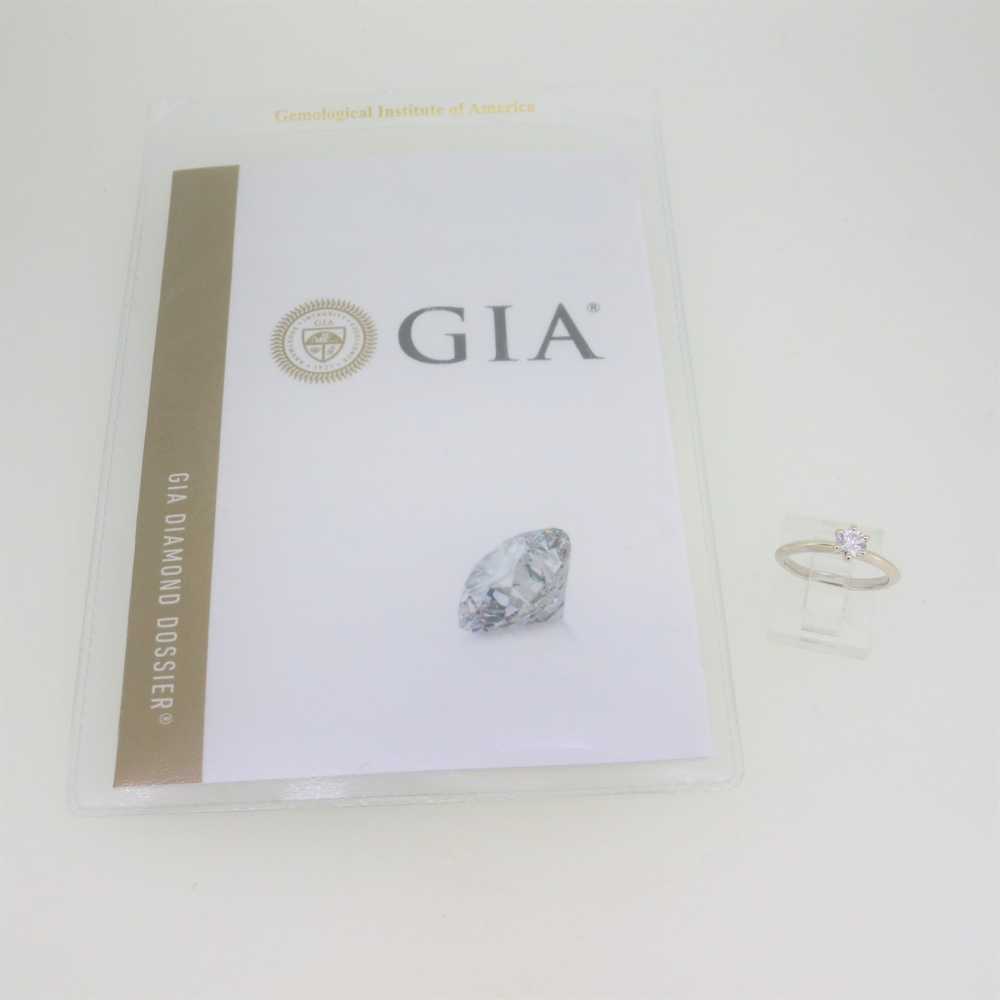 14k White Gold GIA Certified .32ct Diamond Solita… - image 2