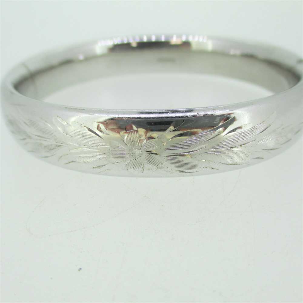 Sterling Silver Etched Floral Hollow Hinged Slide… - image 1