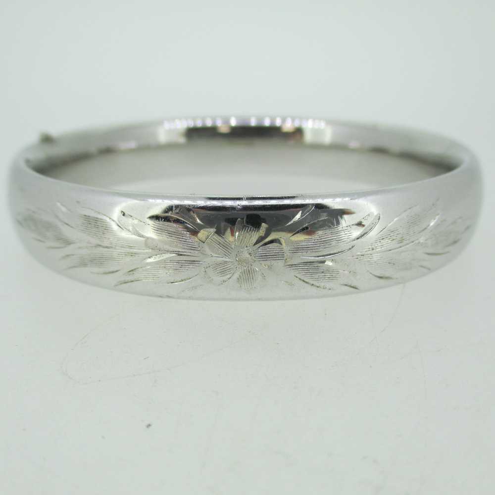 Sterling Silver Etched Floral Hollow Hinged Slide… - image 4