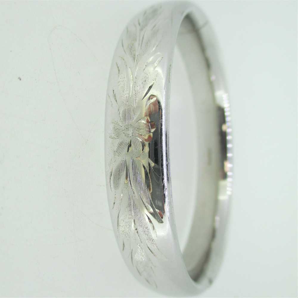 Sterling Silver Etched Floral Hollow Hinged Slide… - image 7