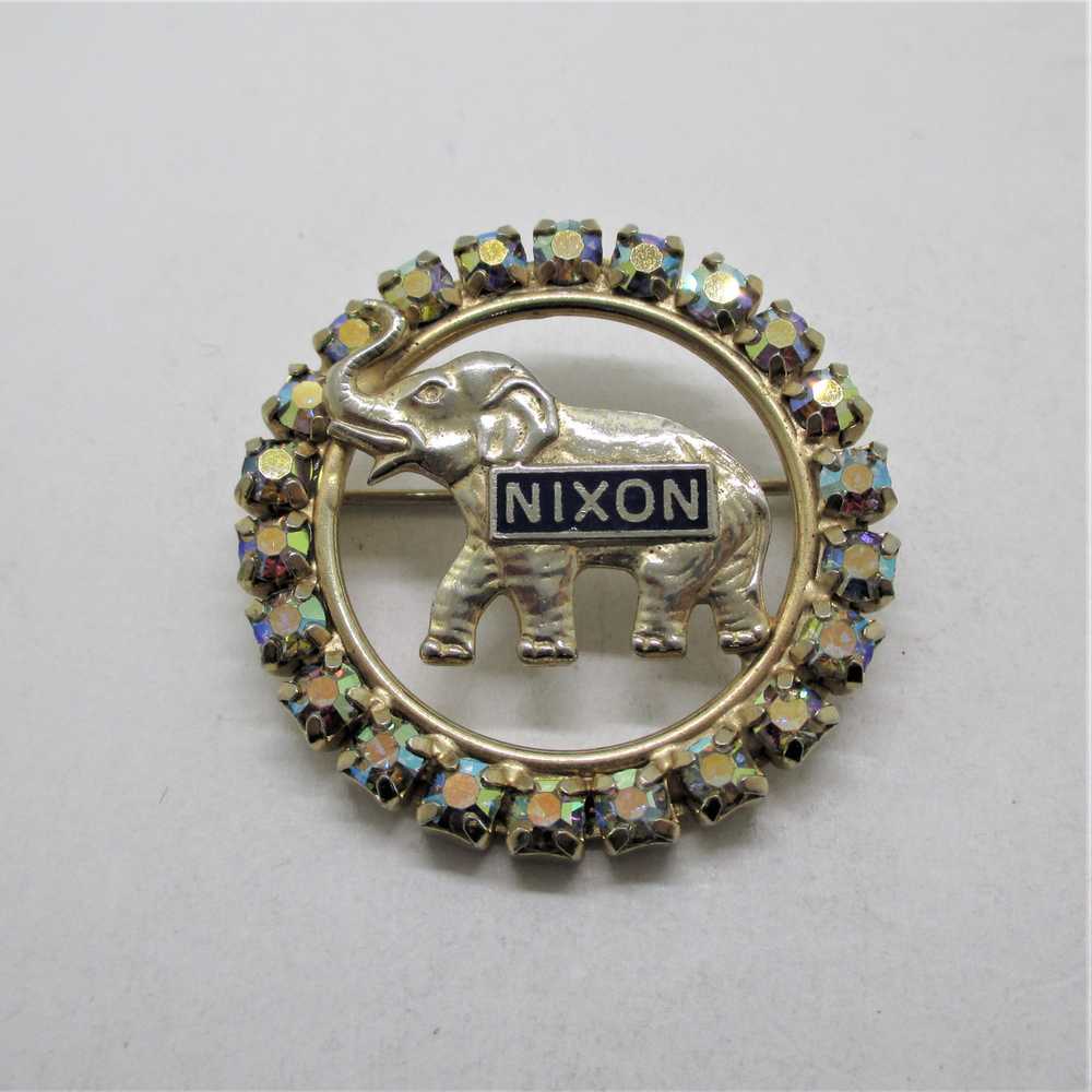 Warner 1960s Gold Tone Nixon Political Campaign R… - image 1
