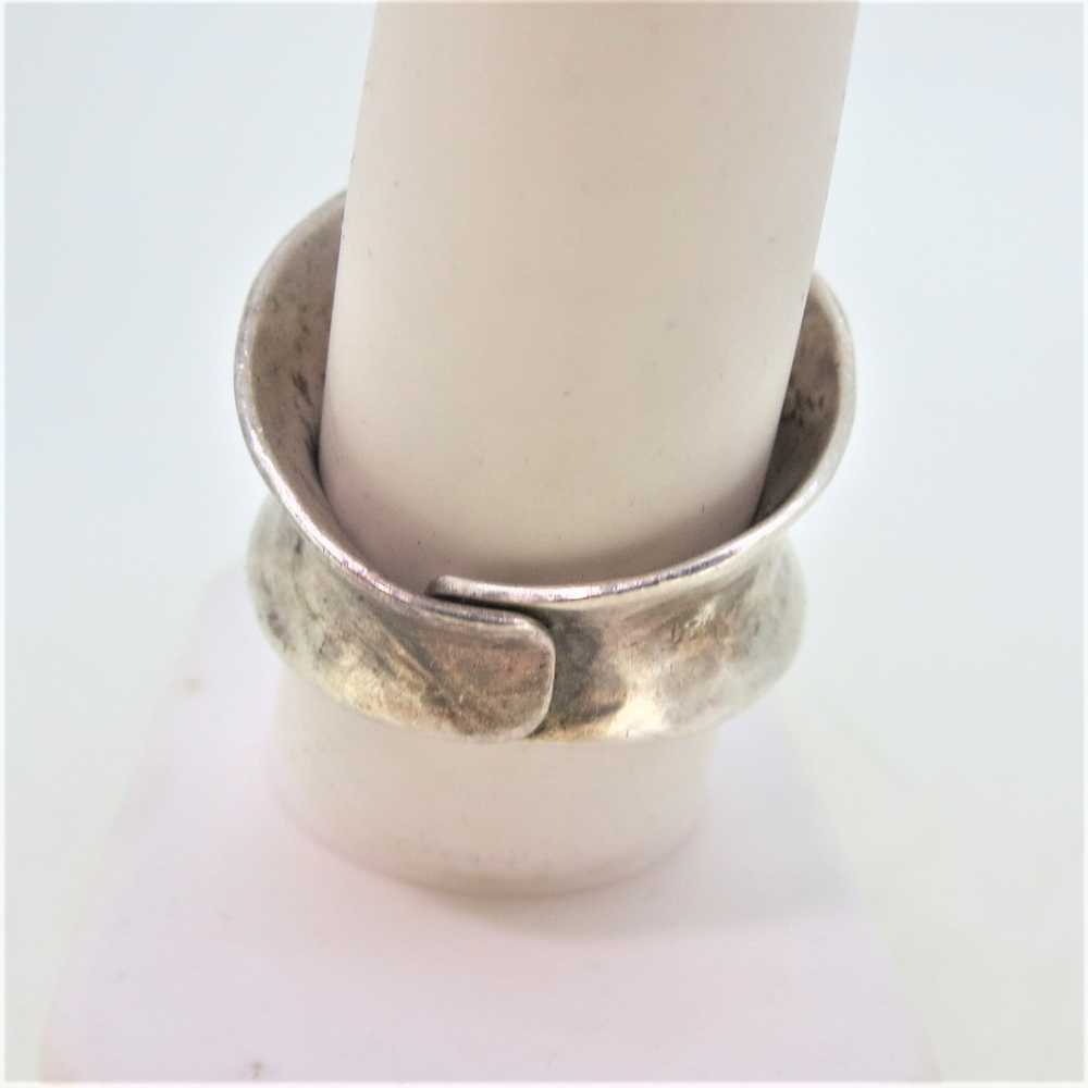 Sterling Silver Hammered Designed Ring with Adjus… - image 2