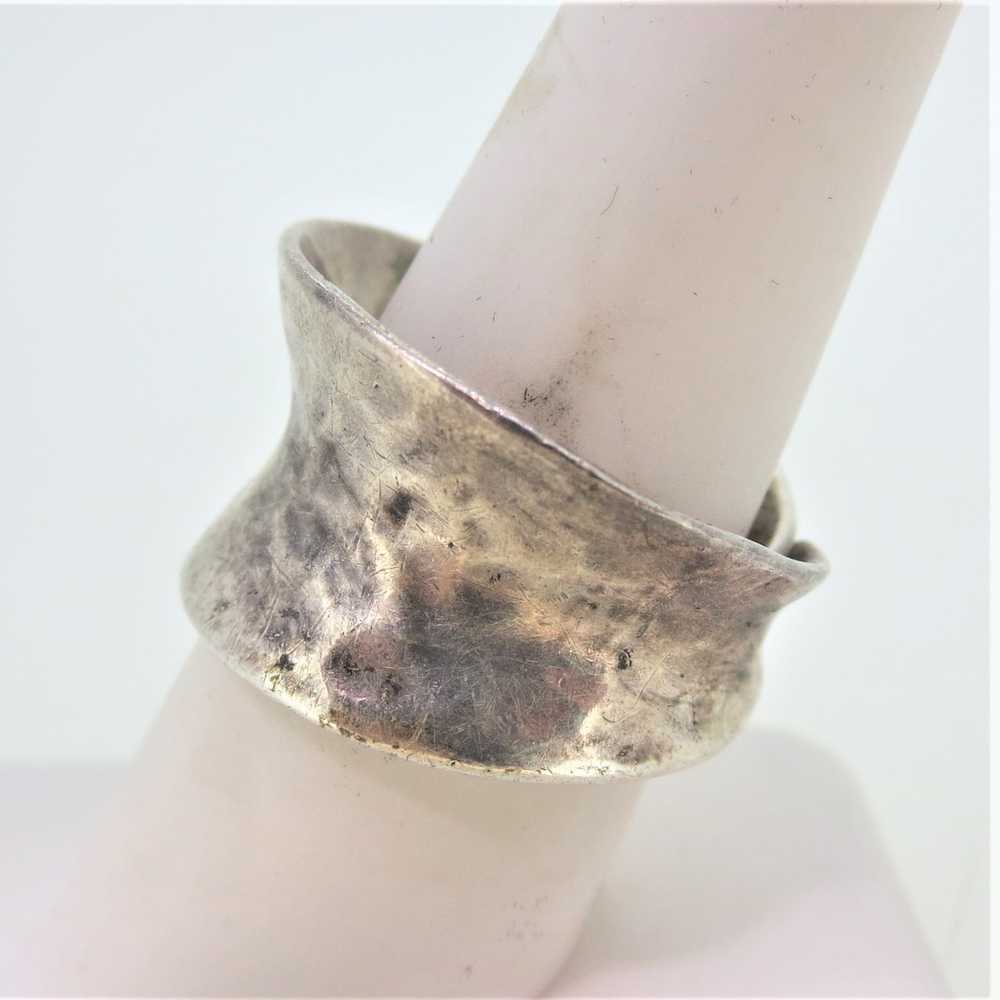 Sterling Silver Hammered Designed Ring with Adjus… - image 3