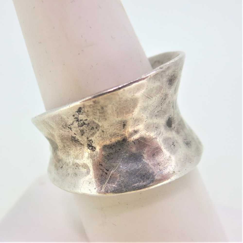 Sterling Silver Hammered Designed Ring with Adjus… - image 4