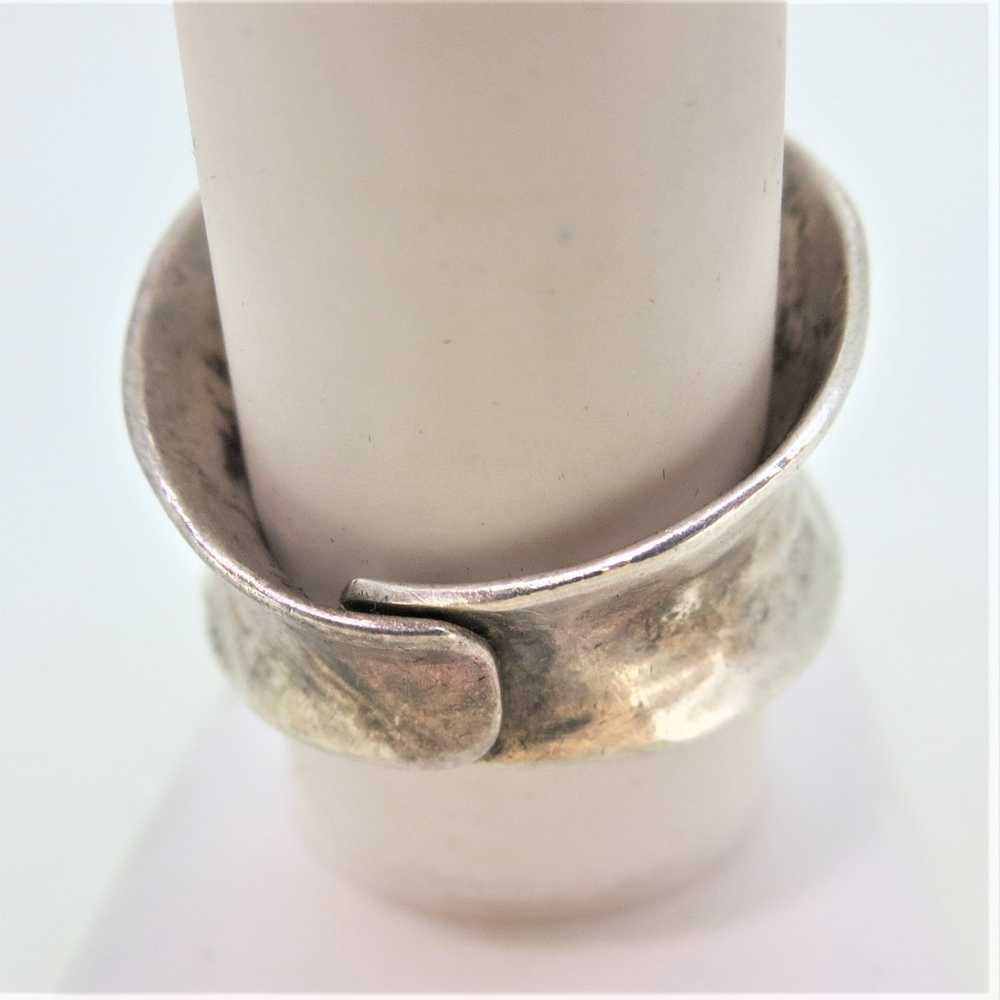 Sterling Silver Hammered Designed Ring with Adjus… - image 5