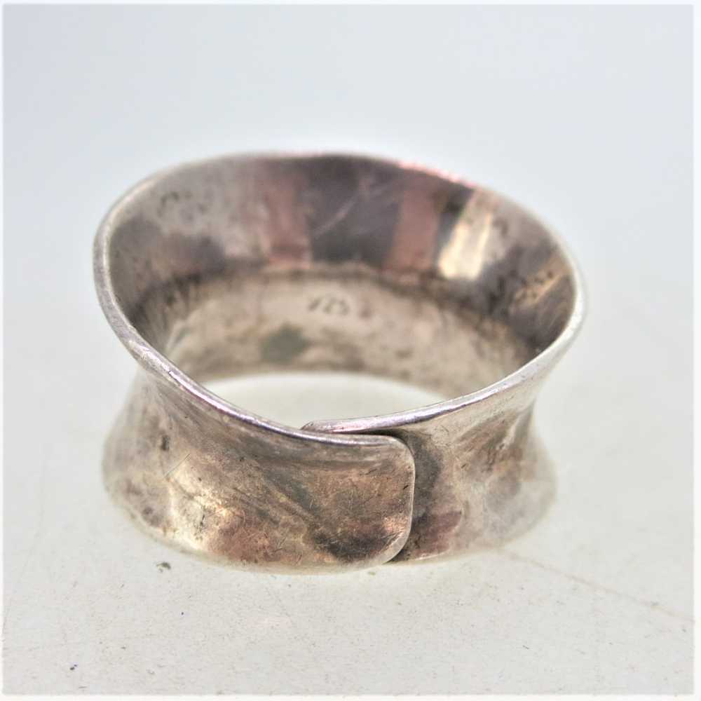 Sterling Silver Hammered Designed Ring with Adjus… - image 8