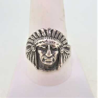 Sterling Silver Indian Headdress Ring Size 11 3/4 - image 1