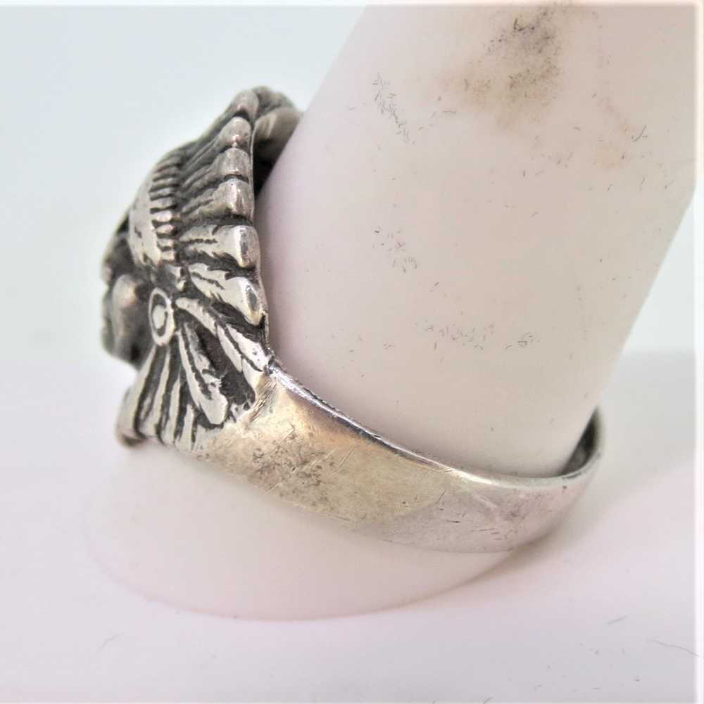 Sterling Silver Indian Headdress Ring Size 11 3/4 - image 2