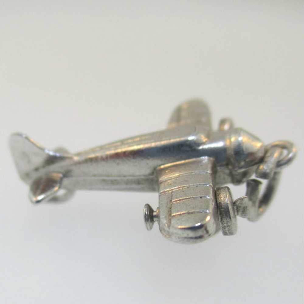 Sterling Silver Vintage Movable Propeller Airplan… - image 2