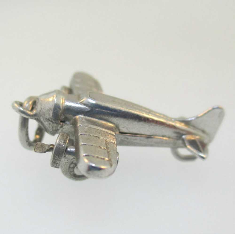 Sterling Silver Vintage Movable Propeller Airplan… - image 3