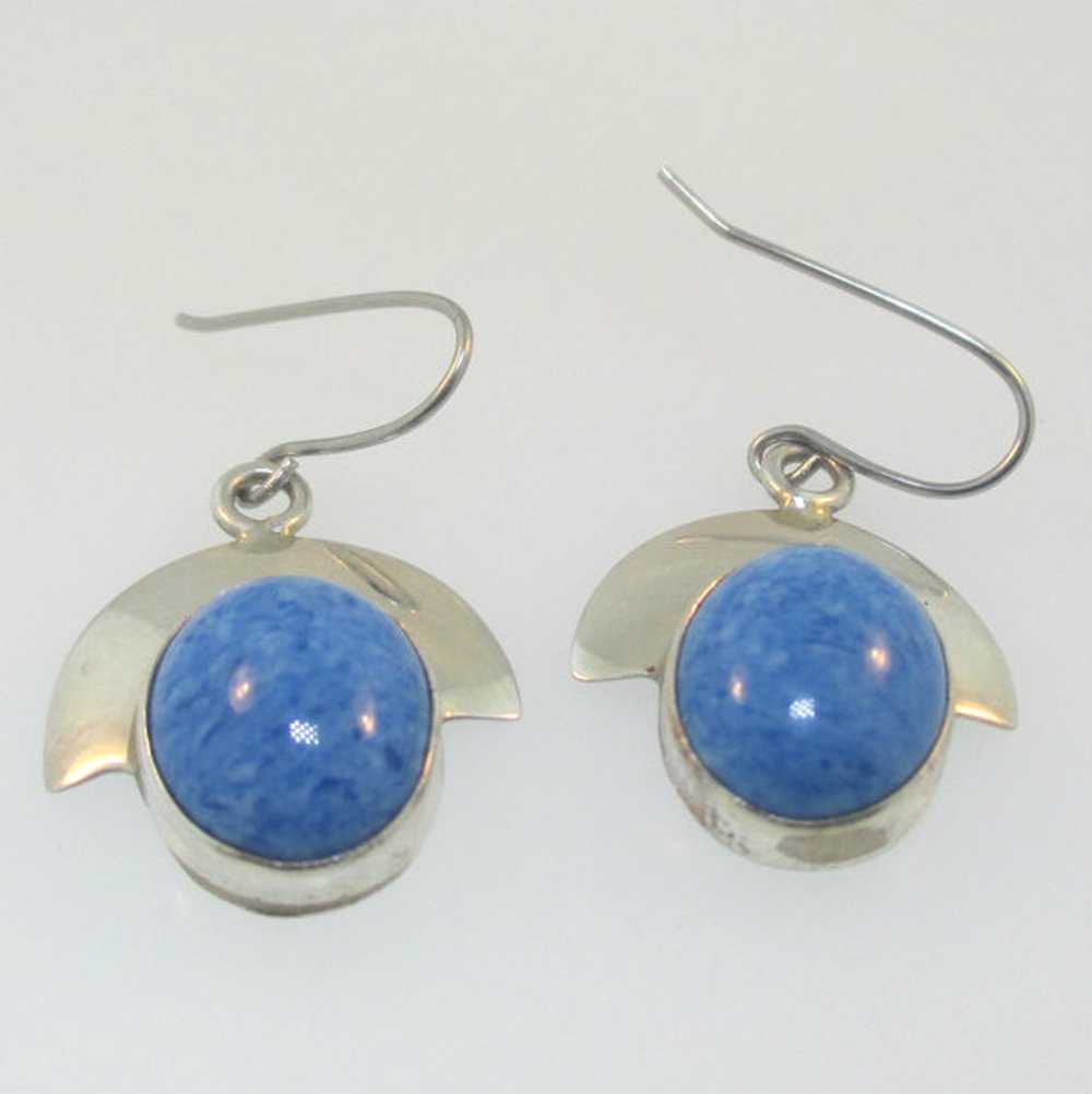 Sterling Silver Signed VHC Lapis Earrings - image 1