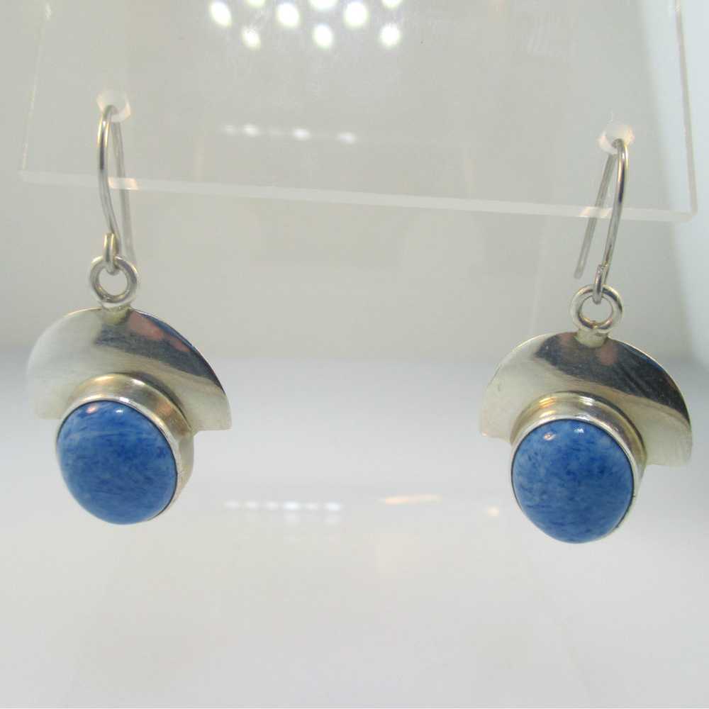 Sterling Silver Signed VHC Lapis Earrings - image 2