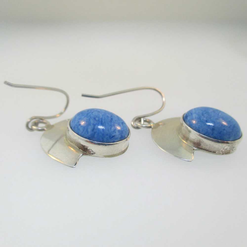 Sterling Silver Signed VHC Lapis Earrings - image 4