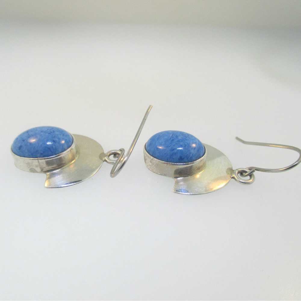 Sterling Silver Signed VHC Lapis Earrings - image 5