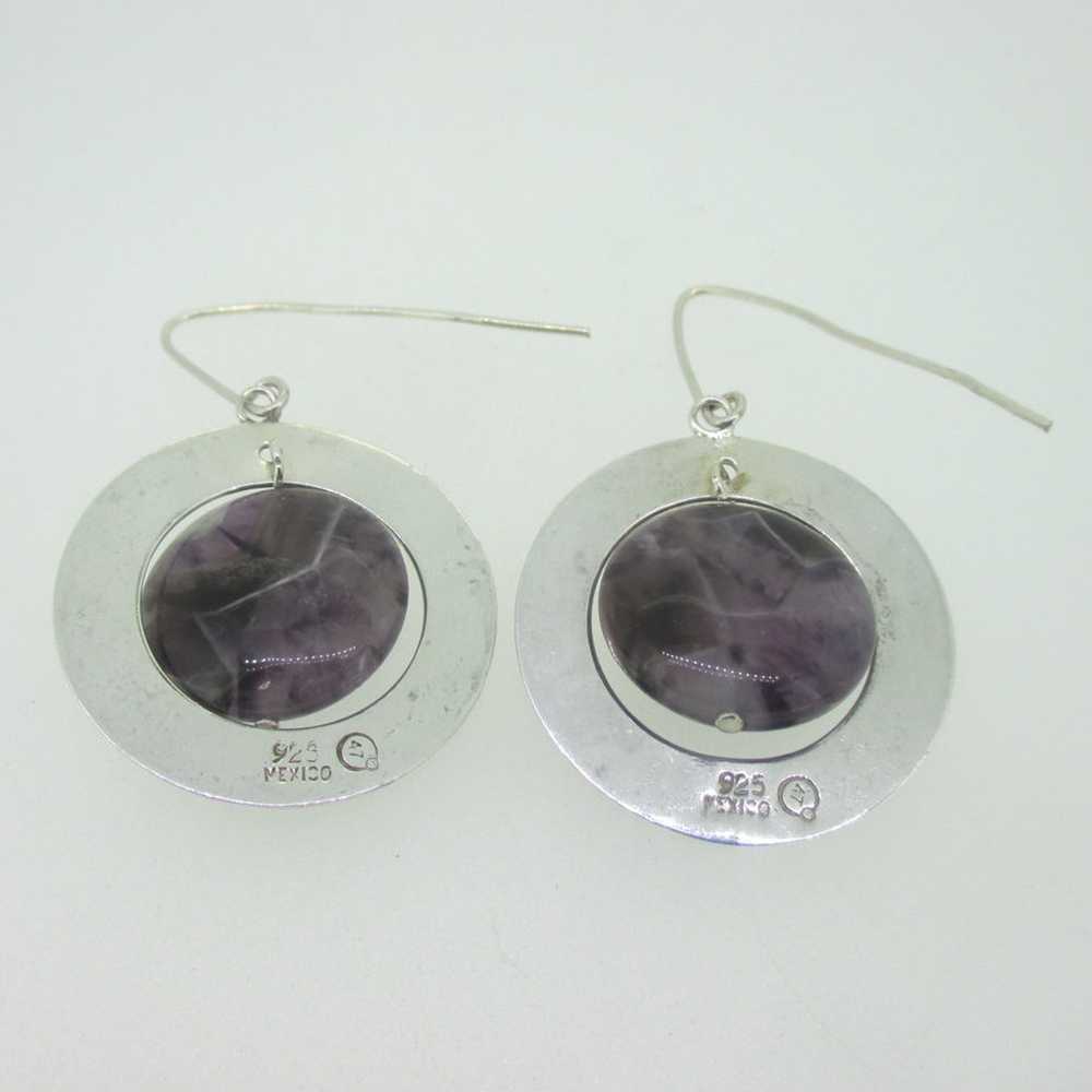 Sterling Silver Purple Amethyst Circle Hammered D… - image 3