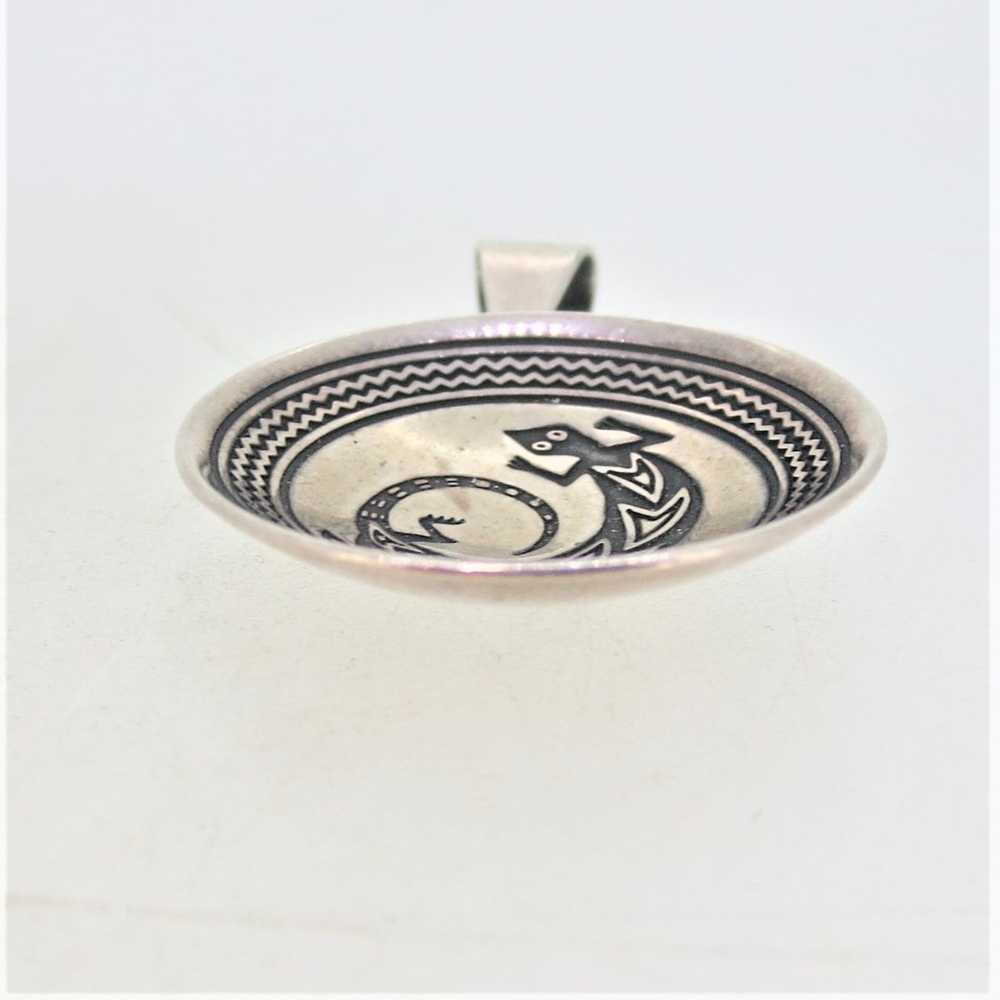 Sterling Silver Circular Tribal Lizard Pendant - image 2