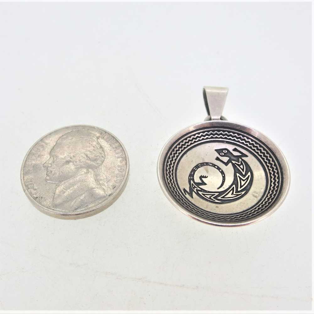 Sterling Silver Circular Tribal Lizard Pendant - image 8