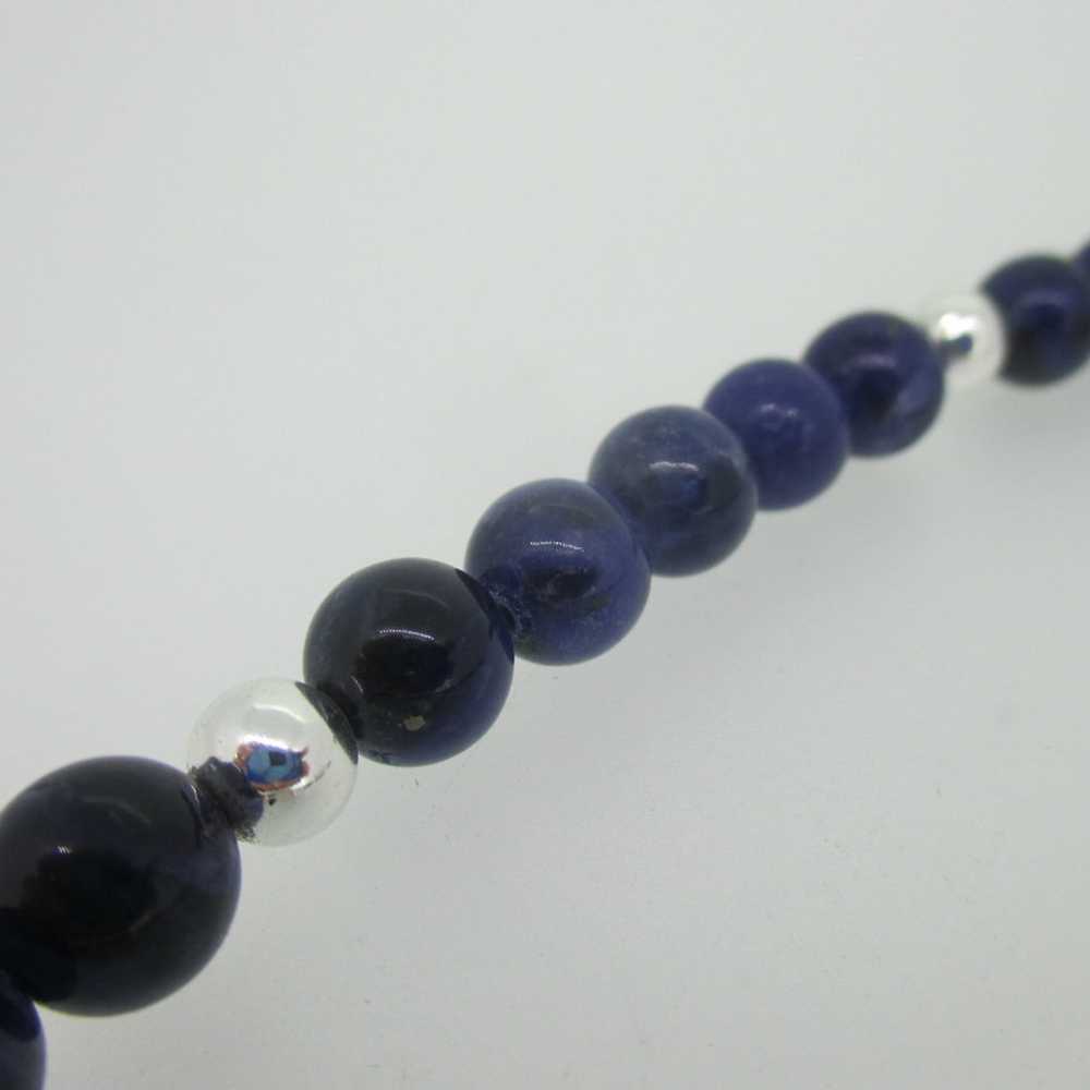 Blue Sodalite Bead Necklace with Sterling Silver … - image 4