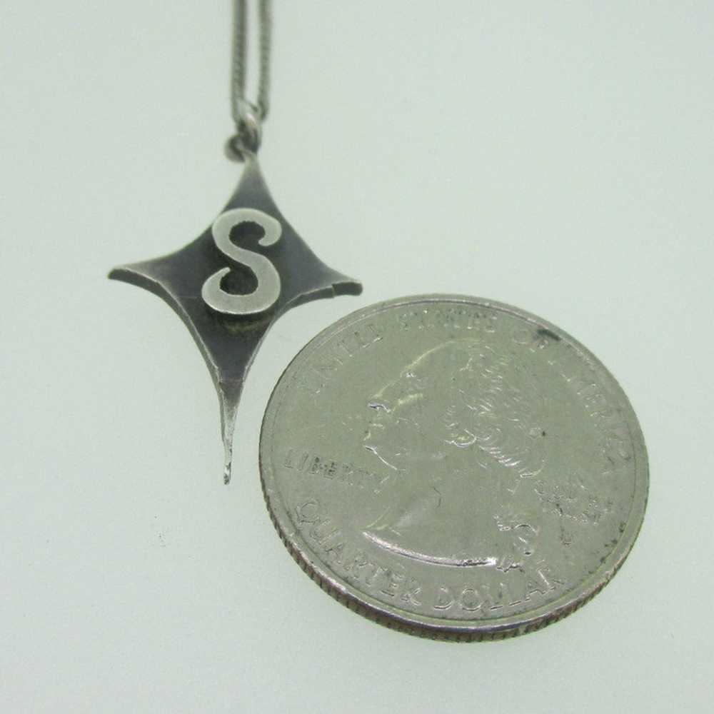 Sterling Silver Monogram Signet Initial S Pendant… - image 3