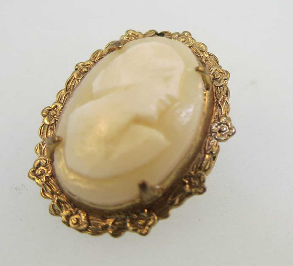 Vintage Gold Filled Conch Shell Cameo Brooch with… - image 5