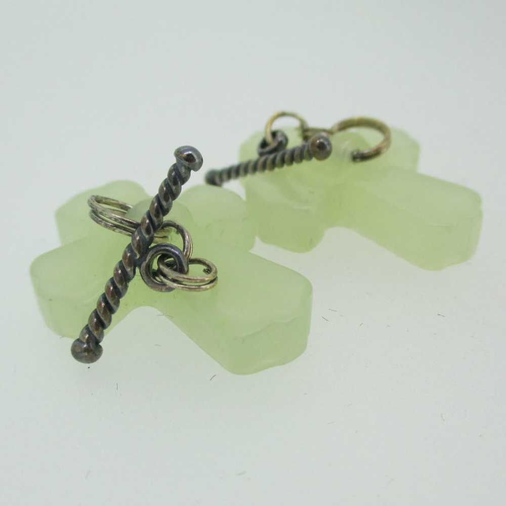 Opal Colored Etched Cross Shaped Cufflinks - image 2