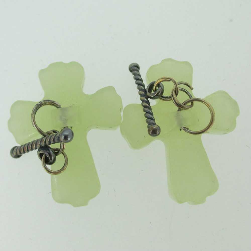 Opal Colored Etched Cross Shaped Cufflinks - image 4