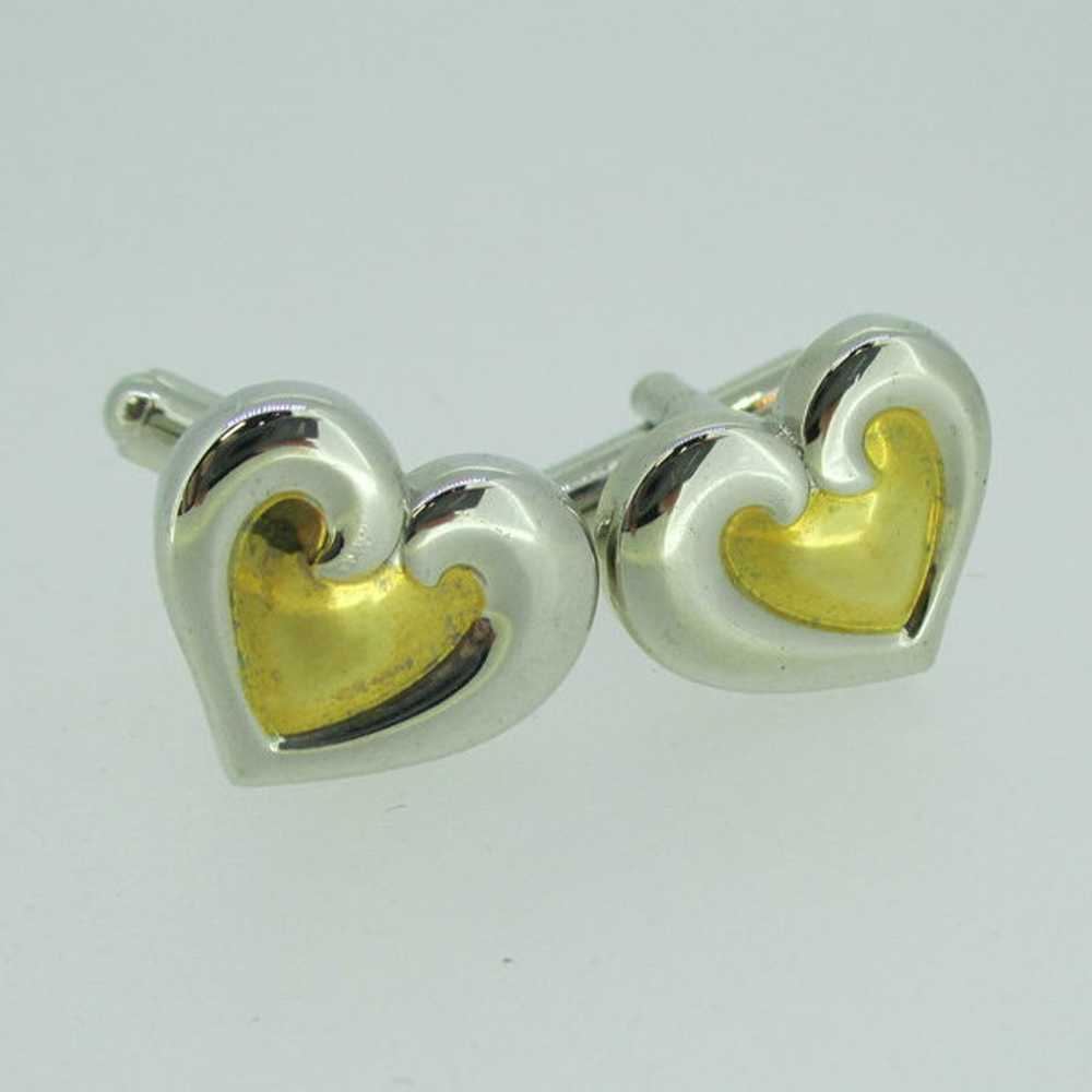 Silver and Gold Tone Heart Shaped Cufflinks - image 1